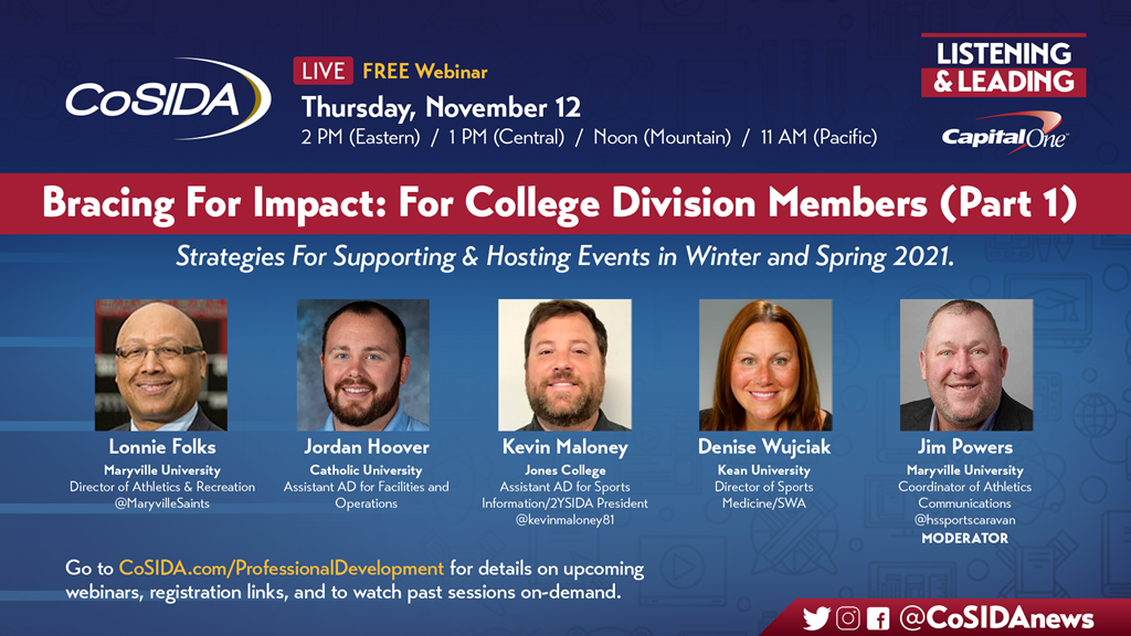 Join Us! Live Webinar – Listening & Leading: Bracing For Impact: Strategies For Supporting & Hosting Events in Winter and Spring 2021 (College Division Members)